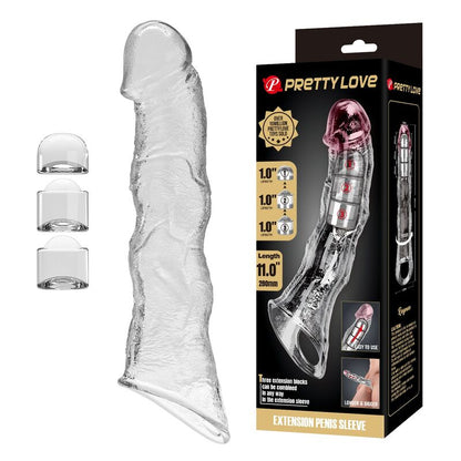 PRETTY LOVE - JUSTERBAR PENISFÖRLÄNGARE 28 CM Ø 4,5 CM TRANSPARENT