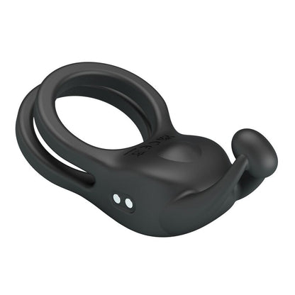 PRETTY LOVE - GOODWIN RECHARGEABLE DOUBLE VIBRATING COCK RING BLACK