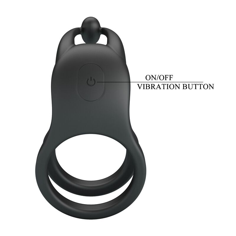 PRETTY LOVE - GOODWIN RECHARGEABLE DOUBLE VIBRATING COCK RING BLACK