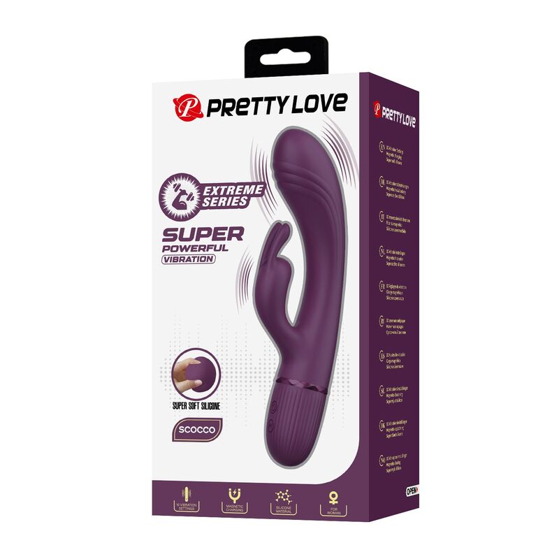PRETTY LOVE - ROCCO UPPLADDNINGBAR KANINVIBRATOR 10 FUNKTIONER LILA