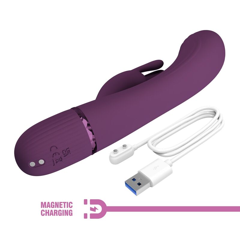 PRETTY LOVE - ROCCO UPPLADDNINGBAR KANINVIBRATOR 10 FUNKTIONER LILA