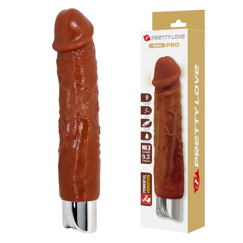 PRETTY LOVE - PRO REALISTIC VIBRATOR 23,5 CM Ø 4,8 CM BRUN