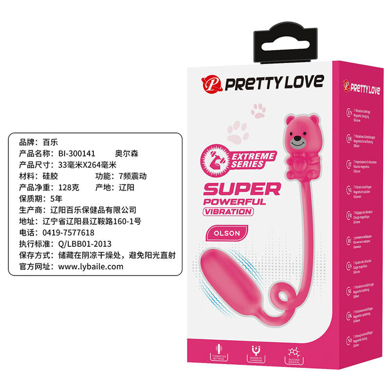 PRETTY LOVE - OLSON UPPLADDNINGBAR KULVIBRATOR MED TRÅDBUNDEN KONTROLL ROSA
