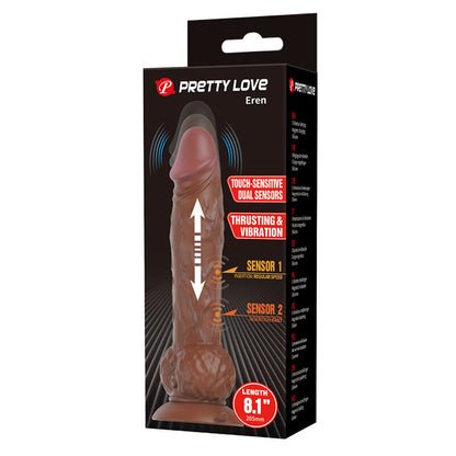 PRETTY LOVE - EREN STÖTANDE VIBRERANDE DILDO 20,5 CM Ø 4,5 CM BRUN
