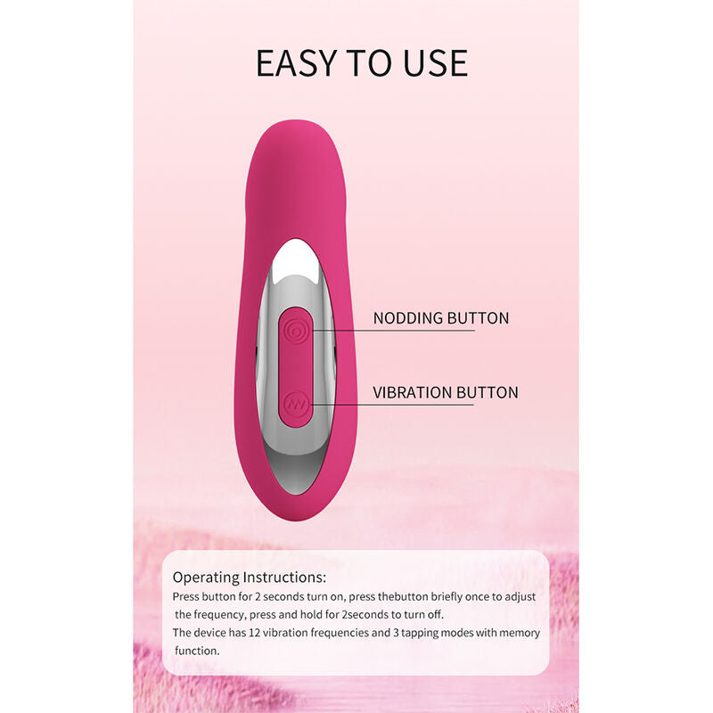 PRETTY LOVE - DUDEN UPPLADDNINGBAR SILIKONVIBRATOR 12 VIBRATIONSLÄGEN OCH 3 RÖRELSELÄGEN ROSA