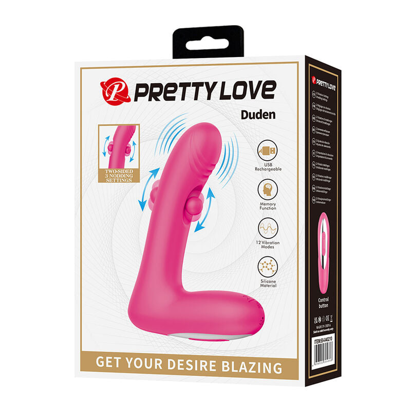 PRETTY LOVE - DUDEN UPPLADDNINGBAR SILIKONVIBRATOR 12 VIBRATIONSLÄGEN OCH 3 RÖRELSELÄGEN ROSA