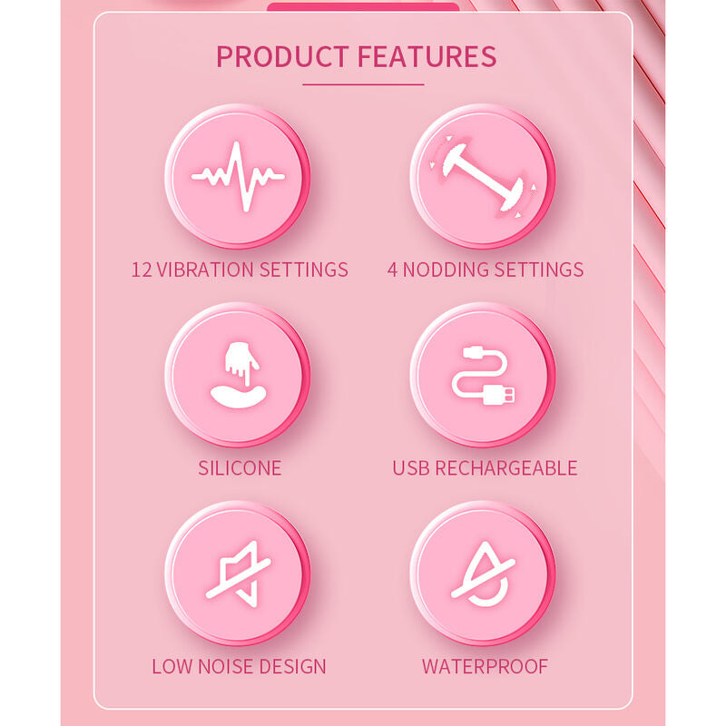 PRETTY LOVE - DUDEN UPPLADDNINGBAR SILIKONVIBRATOR 12 VIBRATIONSLÄGEN OCH 3 RÖRELSELÄGEN ROSA
