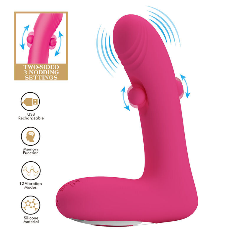 PRETTY LOVE - DUDEN UPPLADDNINGBAR SILIKONVIBRATOR 12 VIBRATIONSLÄGEN OCH 3 RÖRELSELÄGEN ROSA