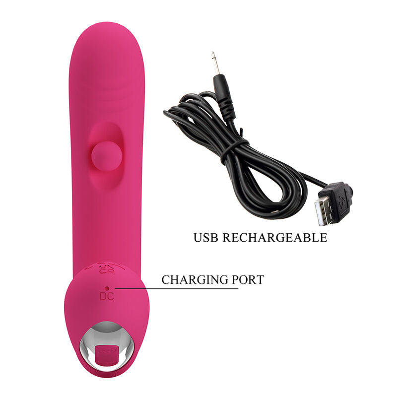 PRETTY LOVE - DUDEN UPPLADDNINGBAR SILIKONVIBRATOR 12 VIBRATIONSLÄGEN OCH 3 RÖRELSELÄGEN ROSA