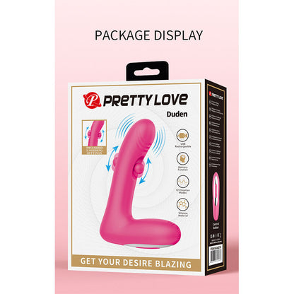 PRETTY LOVE - DUDEN UPPLADDNINGBAR SILIKONVIBRATOR 12 VIBRATIONSLÄGEN OCH 3 RÖRELSELÄGEN ROSA