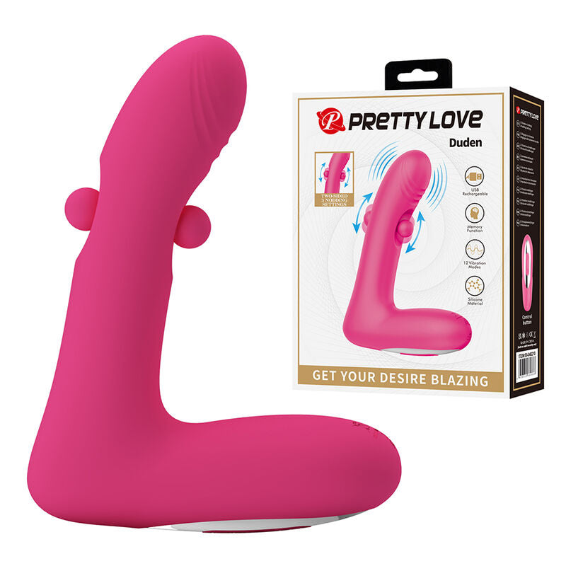 PRETTY LOVE - DUDEN UPPLADDNINGBAR SILIKONVIBRATOR 12 VIBRATIONSLÄGEN OCH 3 RÖRELSELÄGEN ROSA