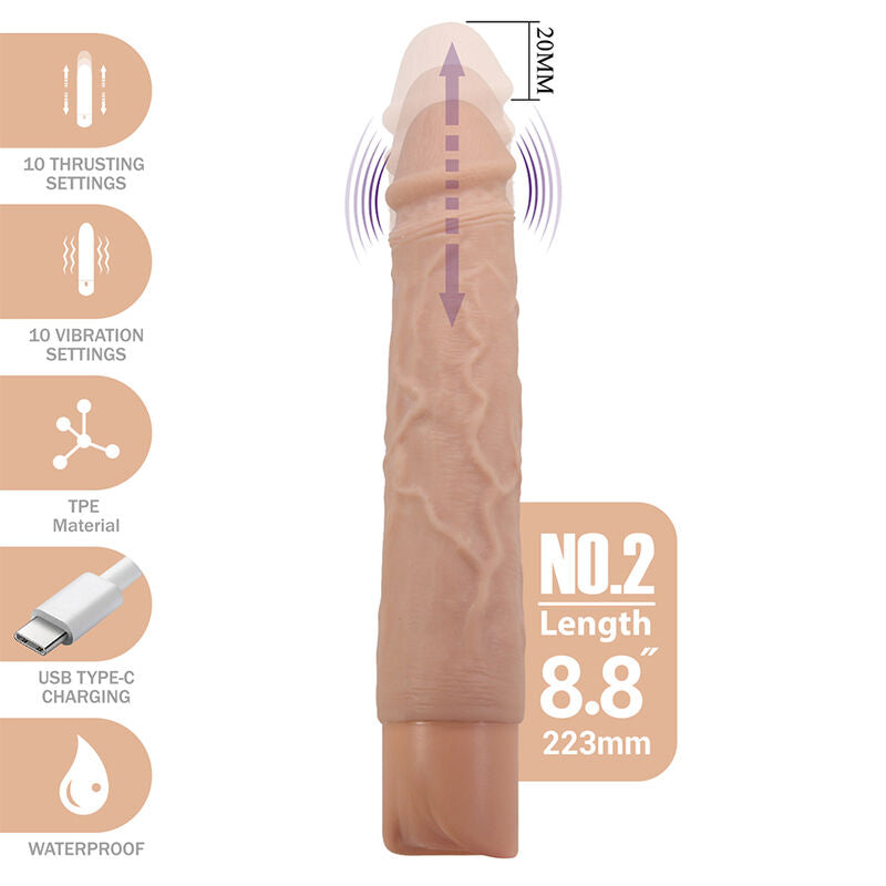 PRETTY LOVE – KESSLER REALISTISK VIBRERANDE DILDO MED 10 VIBRATIONSLÄGEN OCH 10 STÖTAR, 22 CM NATURLIG