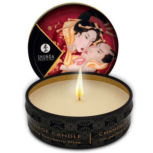 SHUNGA - MINI CARESS BY CANDELJUS MED JORDGUBBAR OCH CAVA MASSAGELJUS 30 ML