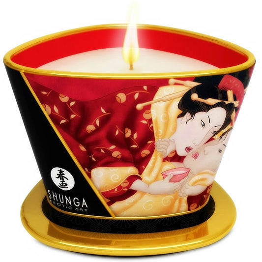 SHUNGA - MINI CARESS BY CANDELJUS MED JORDGUBBAR OCH CAVA MASSAGELJUS 170 ML