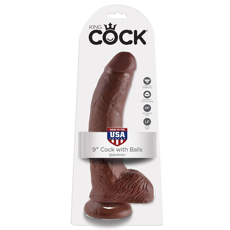 KING COCK - 9 DILDO BRUN MED KULOR 22.9 CM