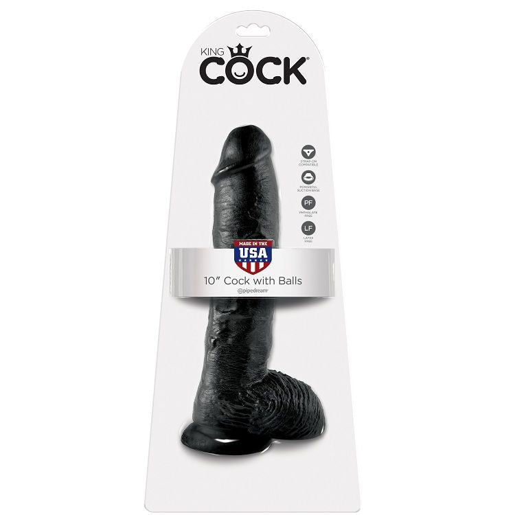 KING COCK - DILDO SVART MED KULOR 25,4 CM