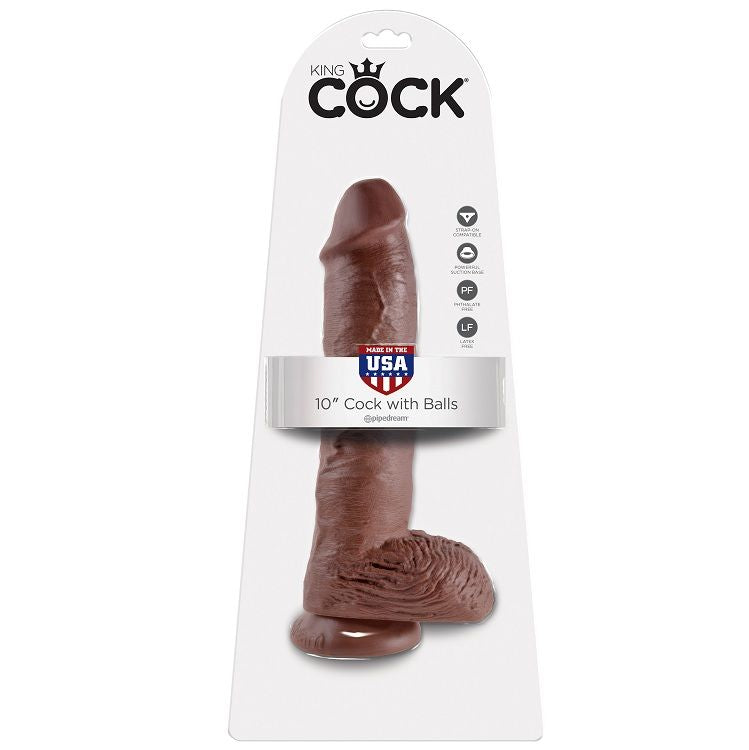 KING COCK - 10 DILDO BRUN MED KULOR 25,4 CM