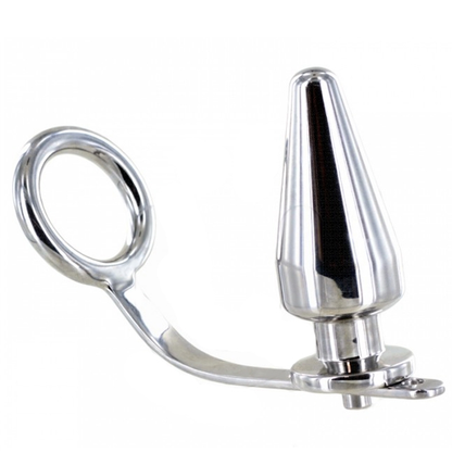 METAL HARD - STEEL RING WITH ANAL PLUG 80 X 55 MM - Kink&Play