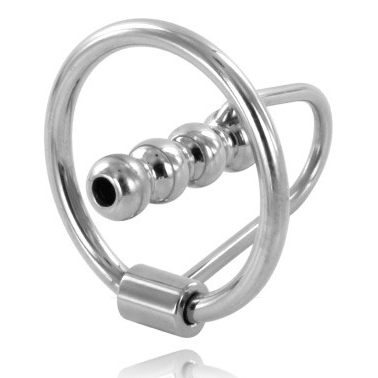 METAL HARD - GLAND RING WITH URETHRAL PLUG 30MM - Kink&Play
