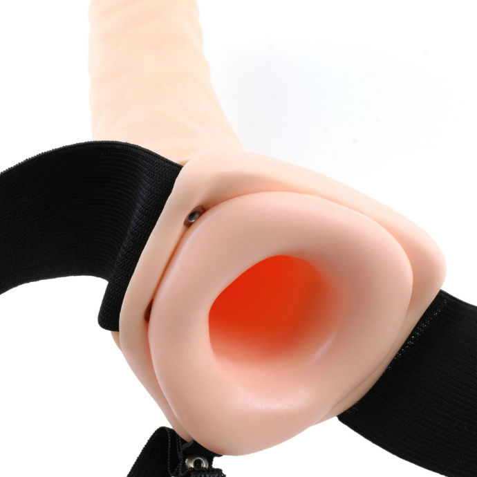 FETISH FANTASY SERIES - 19 CM VIBRERANDE IHÅLIG REM-PÅ BRUN