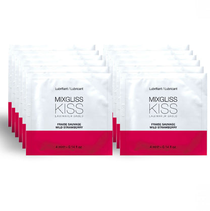 MIXGLISS - WATER BASED LUBRICANT STRAWBERRY FLAVOR 12 SINGLE DOSE 4 ML - Kink&Play