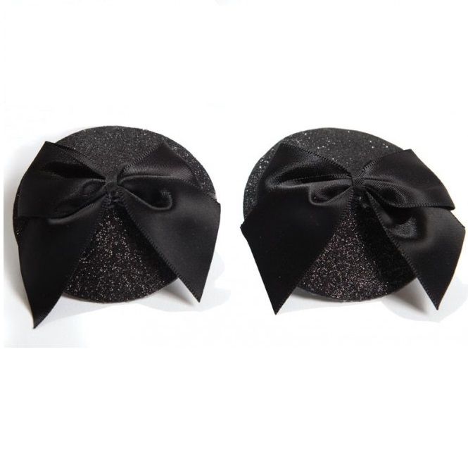 BIJOUX - BURLESQUE SHINY NIPPLE COVERS WITH BOW - Kink&Play