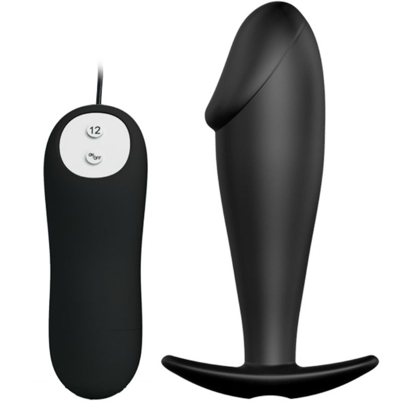 PRETTY LOVE - ANALPLUGG I SILIKON MED PENISFORM OCH 12 VIBRATIONSLÄGEN SVART
