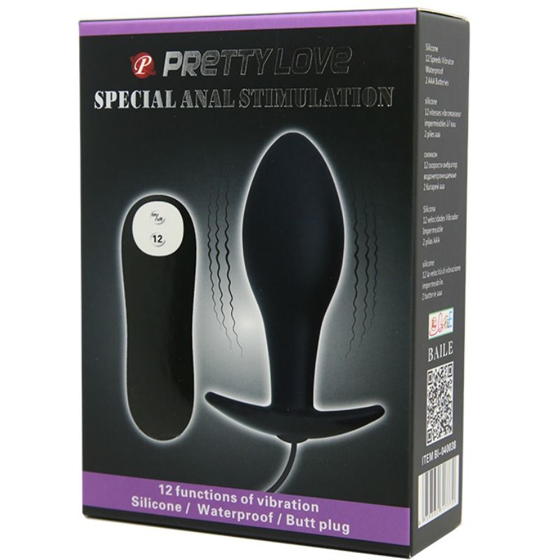 PRETTY LOVE - ANAL PLUG ANCHOR FORM SILICONE 12 VIBRATION MODES BLACK - Kink&Play
