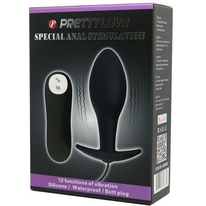 PRETTY LOVE - ANAL PLUG ANCHOR FORM SILICONE 12 VIBRATION MODES BLACK - Kink&Play