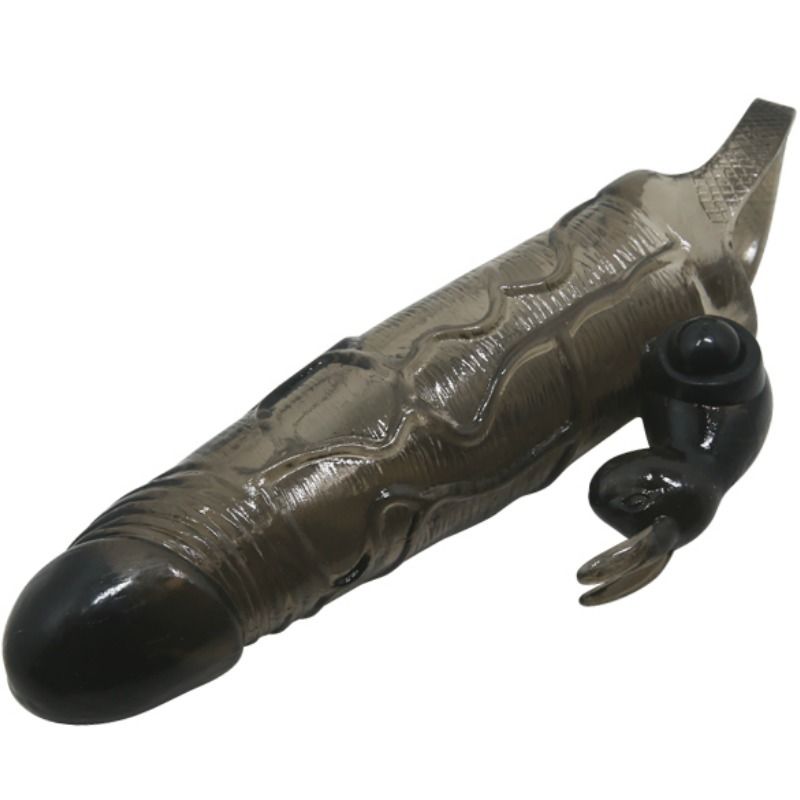 BAILE - BRAVE MAN PENIS COVER WITH RABBIT BLACK 16.5 CM - Kink&Play