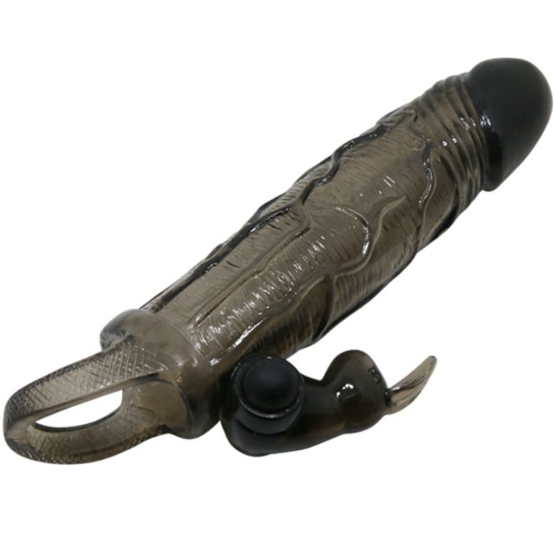 BAILE - BRAVE MAN PENIS COVER WITH RABBIT BLACK 16.5 CM - Kink&Play