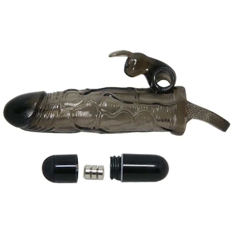 BAILE - BRAVE MAN PENIS COVER WITH RABBIT BLACK 16.5 CM - Kink&Play