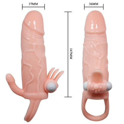 BAILE - BRAVE MAN PENISÖVERDRAG MED KLITORIS- OCH ANALSTIMULERING KÖTTFÄRGAD 16,5 CM