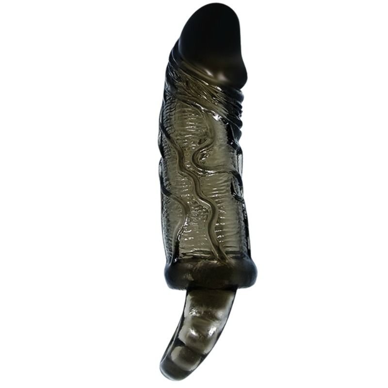 BAILE - PENIS EXTENDER COVER WITH STRAP FOR TESTICLES BLACK 13.5 CM - Kink&Play