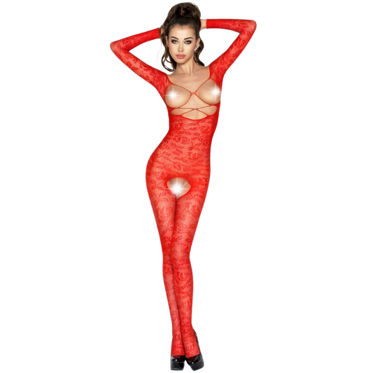 PASSION - KVINNA BS031 RÖD BODYSTOCKING ONE SIZE
