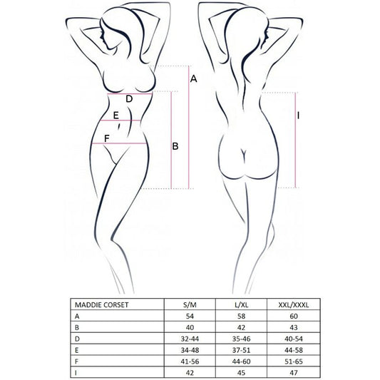 PASSION - KVINNA MADDIE SVART KORSETTSTORLEK S/M