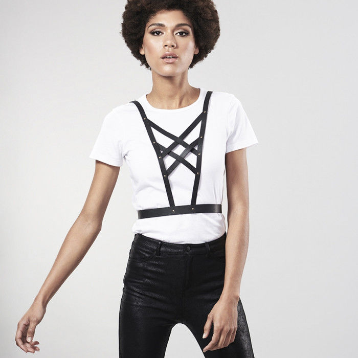 BIJOUX - INDISCRETS MAZE CROSSED HARNESS WITH NECKLINE BLACK - Kink&Play