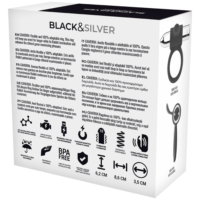 BLACK&SILVER - CAMERON UPPLADDNINGSBAR RING SILVER