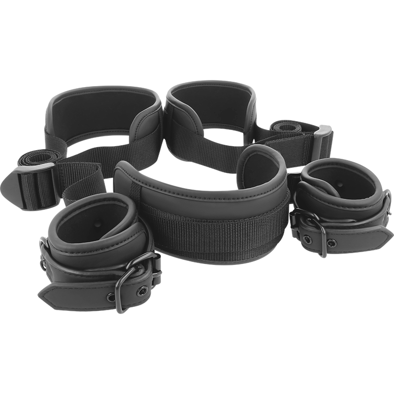 FETISH SUBMISSIVE - OPEN LEGS POSITION WITH NOPRENE LINING HANDCUFFS - Kink&Play