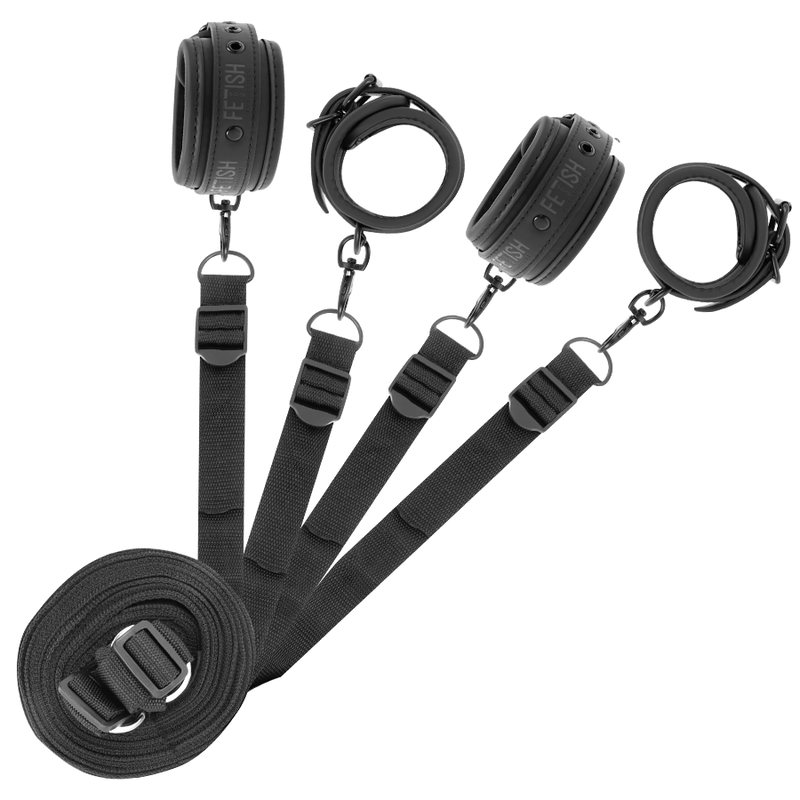 FETISH SUBMISSIVE - SET OF HANDCUFFS AND TIES WITH NOPRENE LINING - Kink&Play