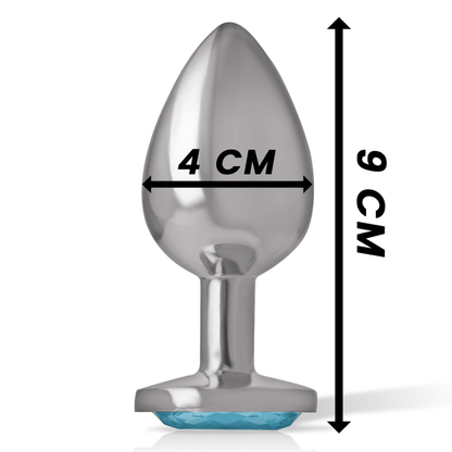 INTENSE - ALUMINUM METAL ANAL PLUG BLUE HEART SIZE L - Kink&Play
