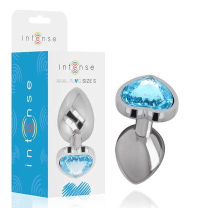 INTENSE - ALUMINUM METAL ANAL PLUG BLUE HEART SIZE S - Kink&Play