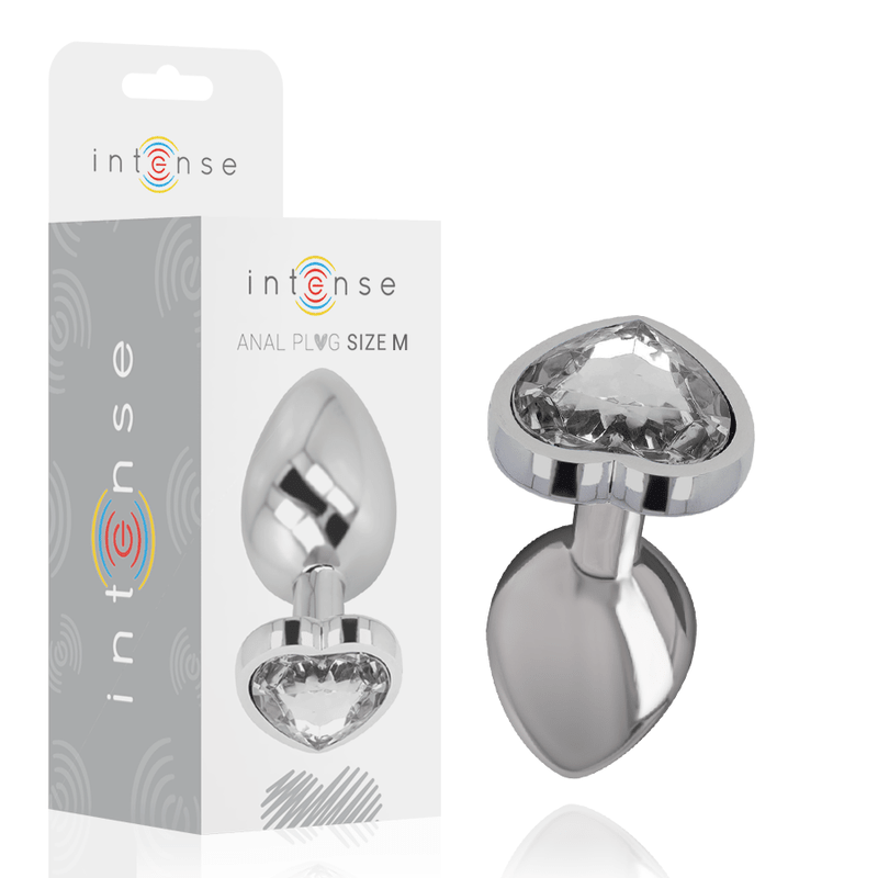 INTENSE - ALUMINUM METAL ANAL PLUG WHITE HEART SIZE M - Kink&Play