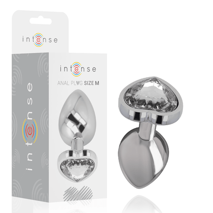INTENSE - ALUMINUM METAL ANAL PLUG WHITE HEART SIZE M - Kink&Play