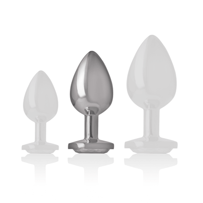 INTENSE - ALUMINUM METAL ANAL PLUG WHITE HEART SIZE M - Kink&Play