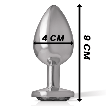 INTENSE - ALUMINUM METAL ANAL PLUG WITH BLACK GLASS SIZE L - Kink&Play