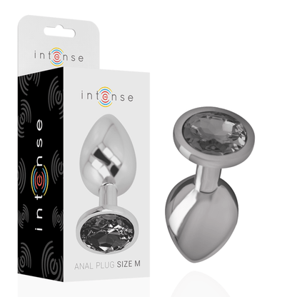 INTENSE - ALUMINUM METAL ANAL PLUG WITH BLACK GLASS SIZE M - Kink&Play