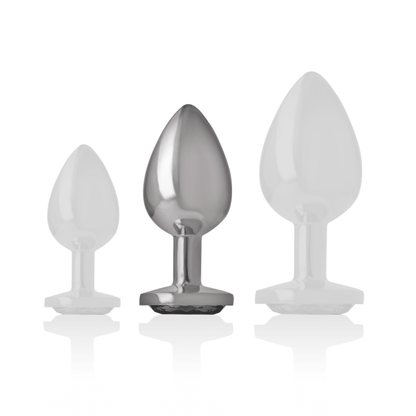 INTENSE - ALUMINUM METAL ANAL PLUG WITH BLACK GLASS SIZE M - Kink&Play