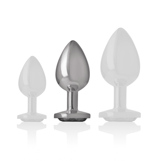 INTENSE - ALUMINUM METAL ANAL PLUG WITH BLACK GLASS SIZE M - Kink&Play