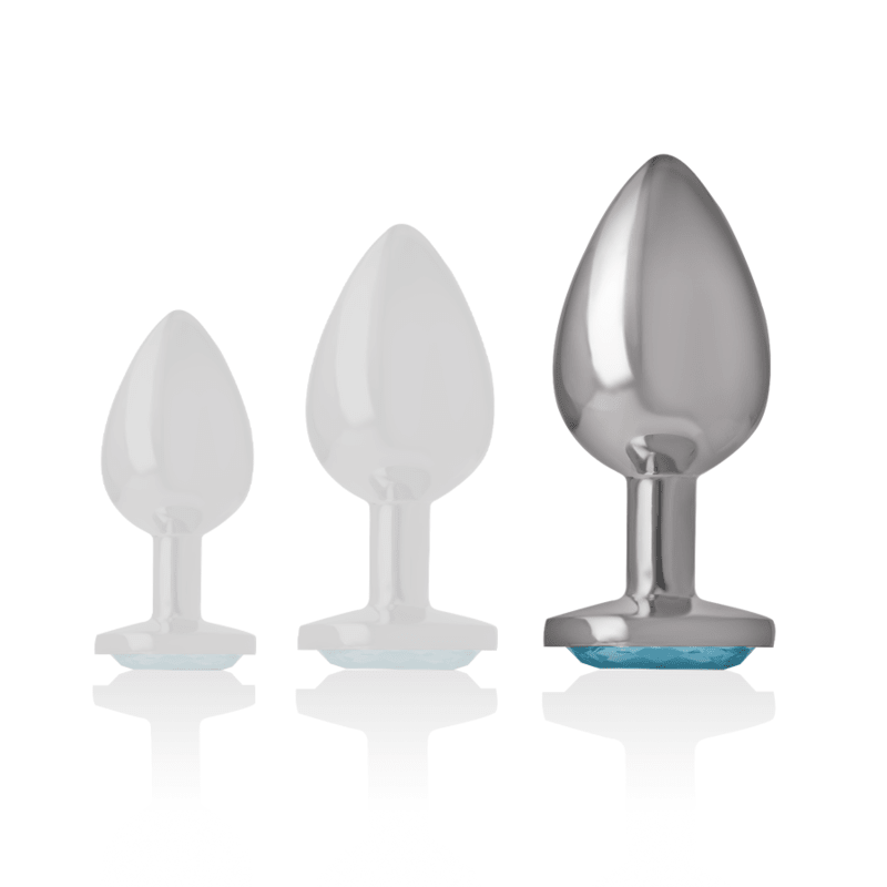 INTENSE - ALUMINUM METAL ANAL PLUG WITH BLUE CRYSTAL SIZE L - Kink&Play